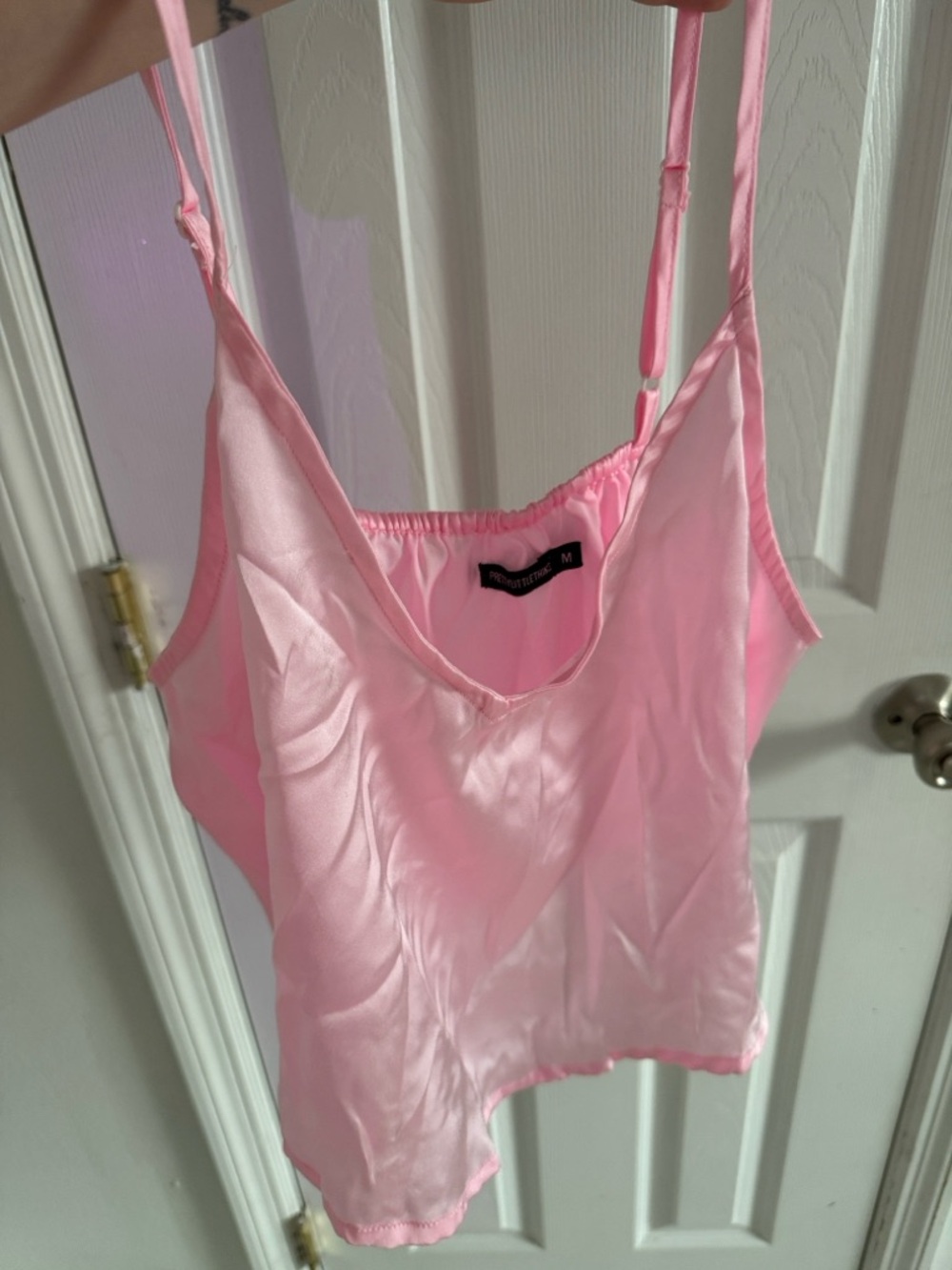 Pink Satin  Tank Top and Shorts- M Set of 2